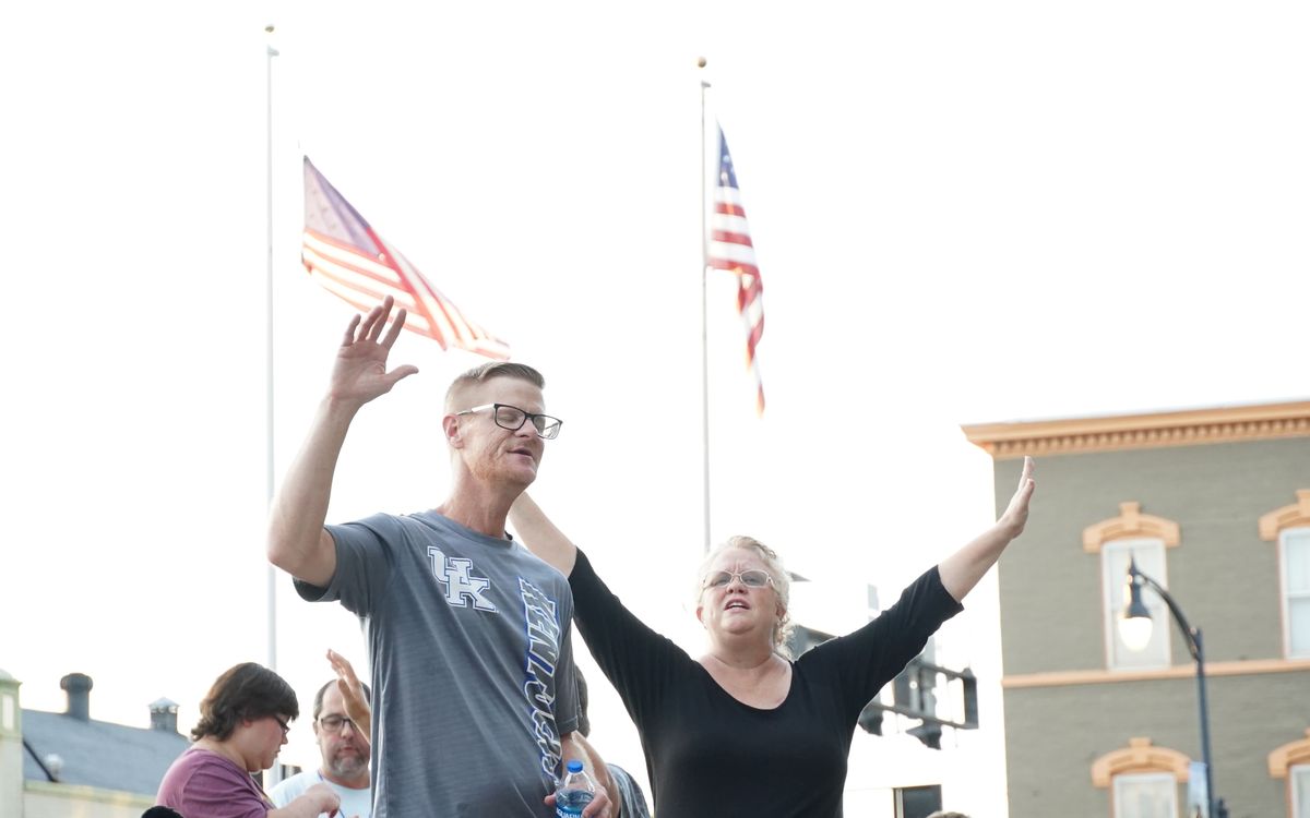 Hands raised at the Danville, Kentucky festival
